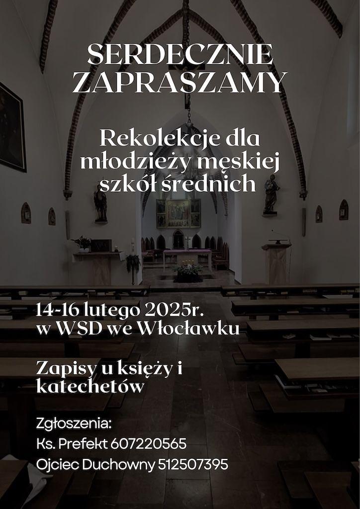 Włocławek, WSD: Rekolekcje dla młodzieży męskiej szkół średnich (zaproszenie)