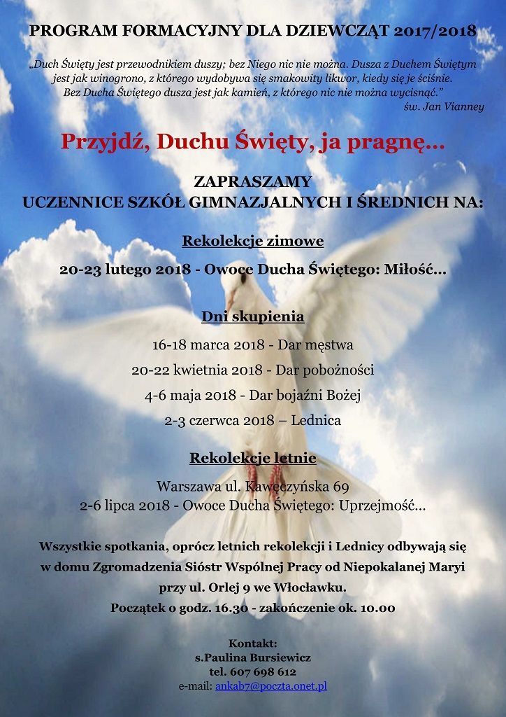 Rekolekcje dla Dziewcząt (zapowiedź i zaproszenie)