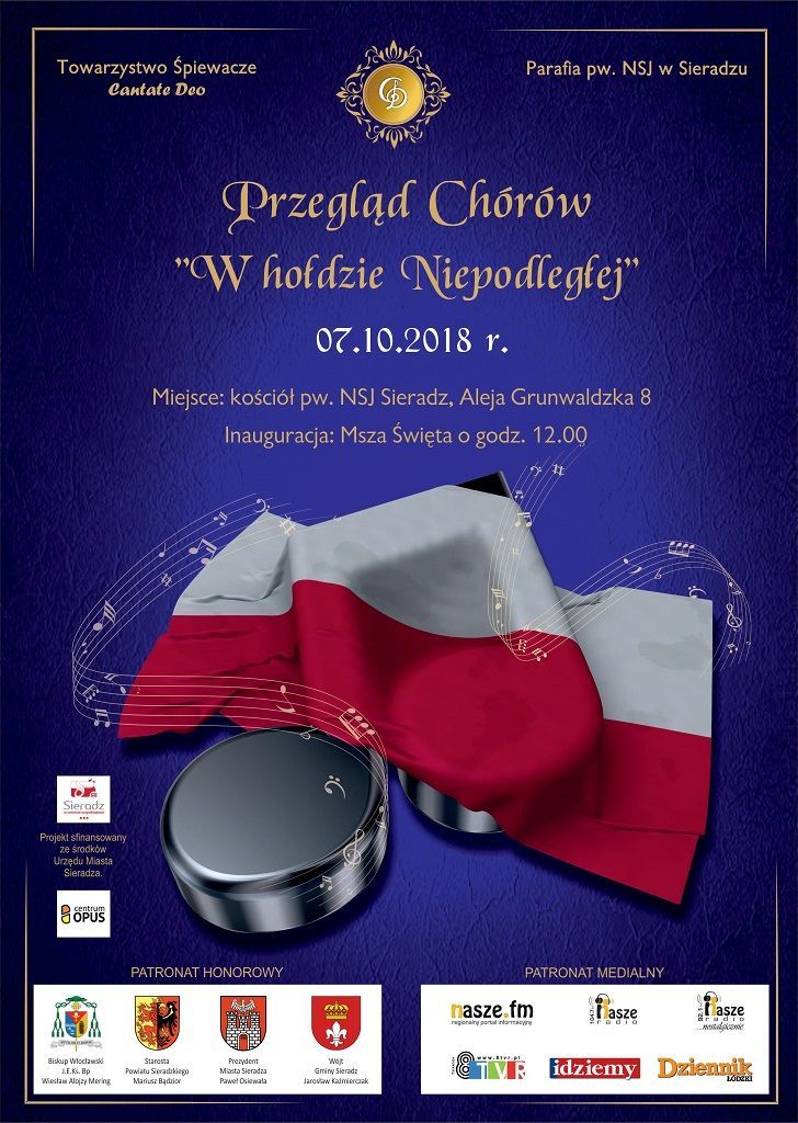 Sieradz. Przegląd Chórów „W hołdzie niepodległej” (zaproszenie)