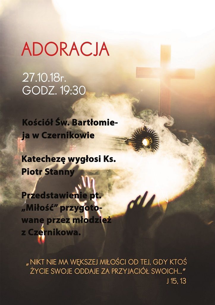 Czernikowo: Dziękczynna adoracja za synod o młodzieży (zaproszenie)