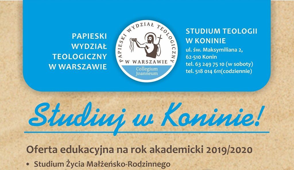 Oferta edukacyjna Studium Teologii w Koninie na rok akademicki 2019/2020