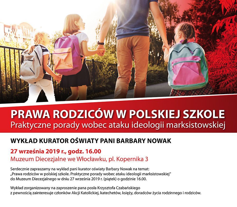 Włocławek. Wykład: „Prawa rodziców w polskiej szkole. Praktyczne porady…” (zaproszenie)