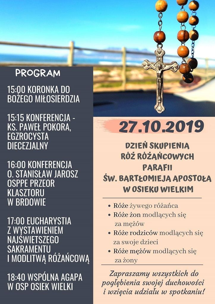 Osiek Wielki: dzień skupienia Kół Różańcowych (zaproszenie)