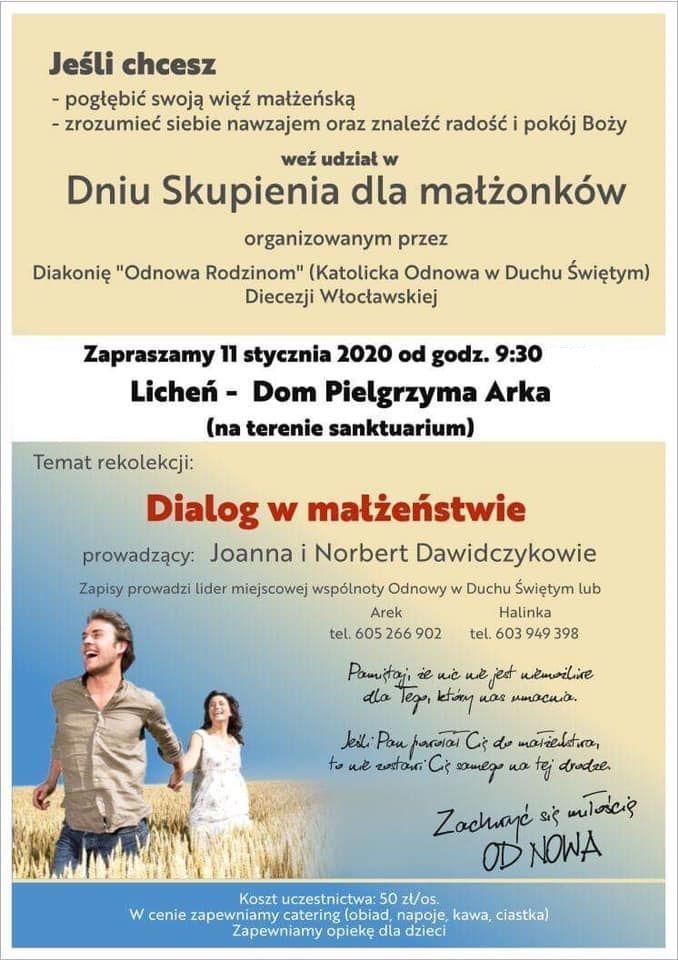 Licheń: dzień skupienie dla małżonków (zaproszenie)