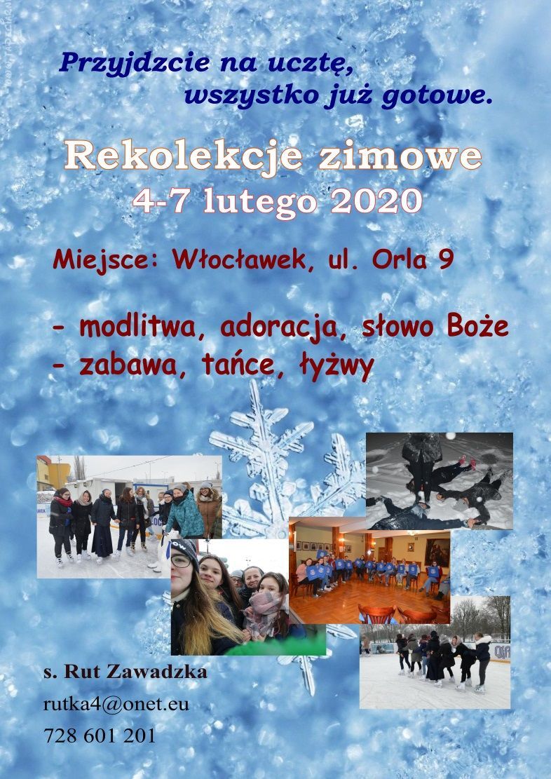 Zimowe rekolekcje dla dziewcząt u Sióstr Wspólnej Pracy od Niepokalanej Maryi (zaproszenie)
