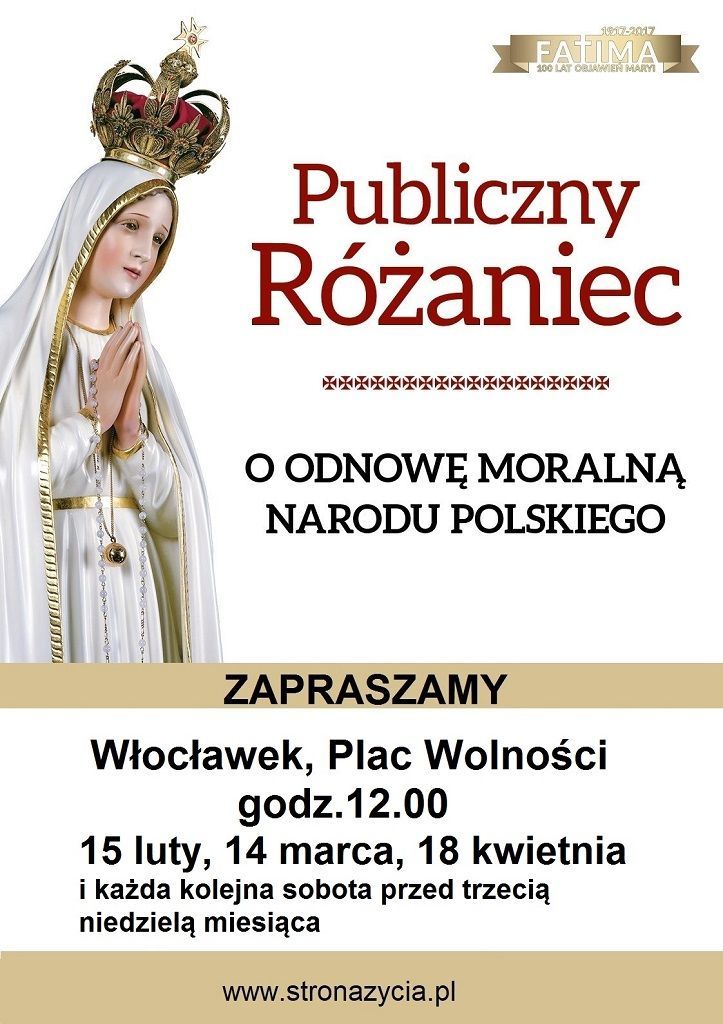 Włocławek: Różaniec o odnowę moralną Narodu Polskiego (zaproszenie)