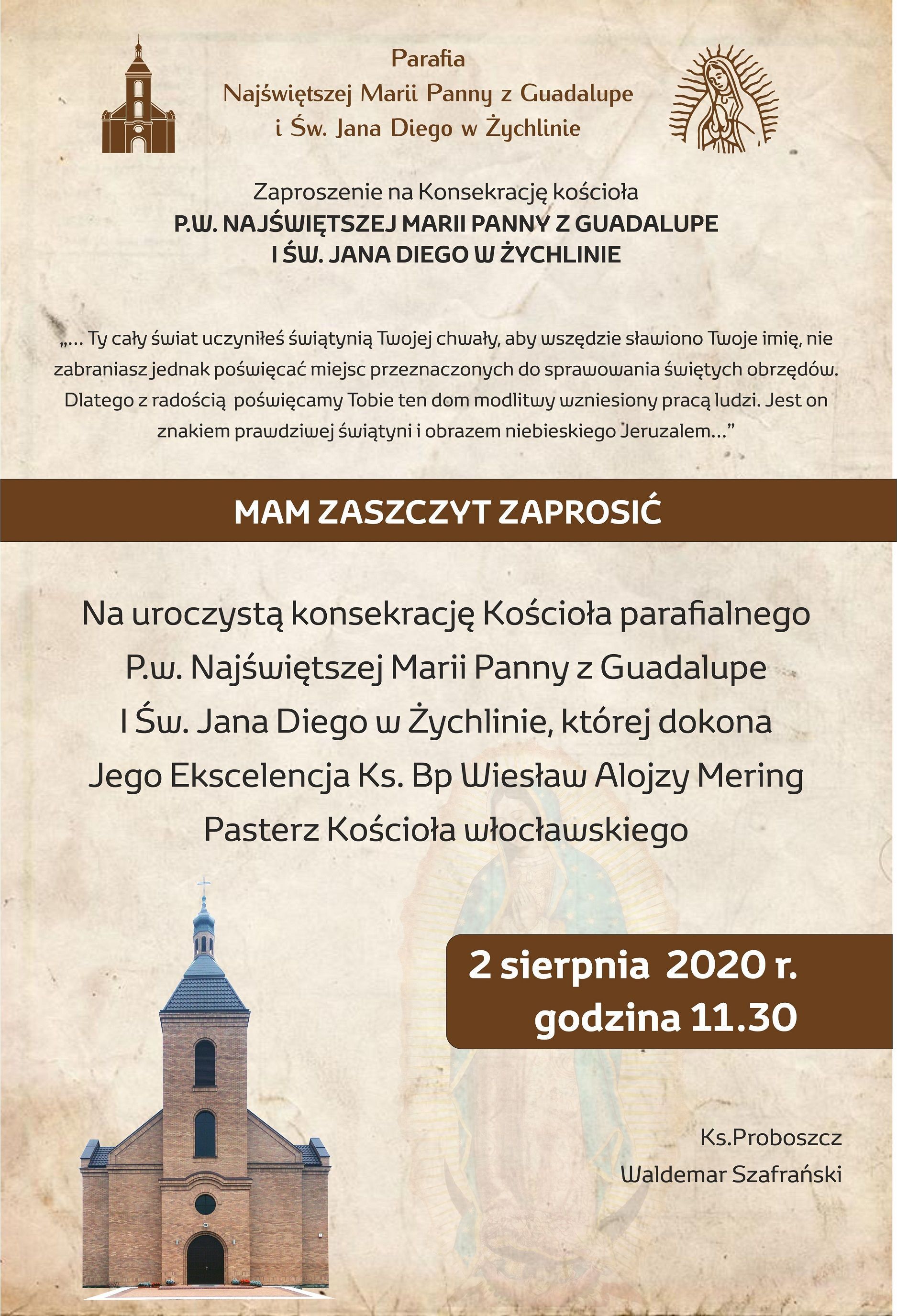 Żychlin: konsekracja kościoła (zaproszenie)