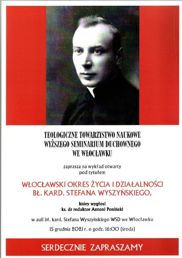 Wykład: włocławski okres życia i działalności bł. kard. Wyszyńskiego (zaproszenie)