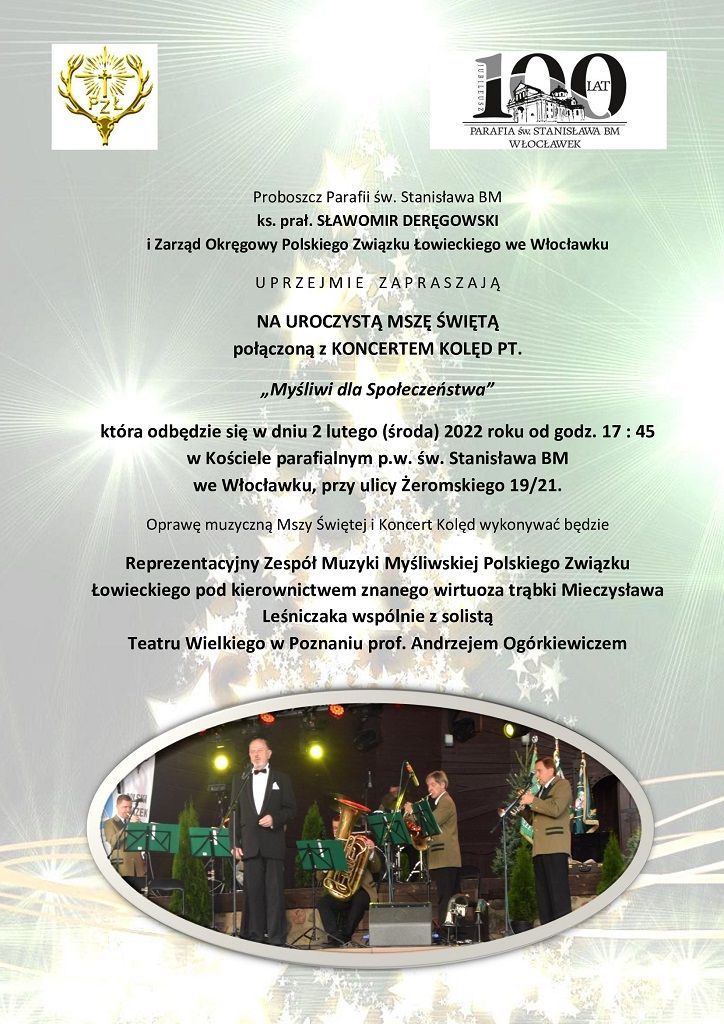 Koncert "Myśliwi dla Społeczeństwa" w kościele św. Stanisława (zaproszenie)