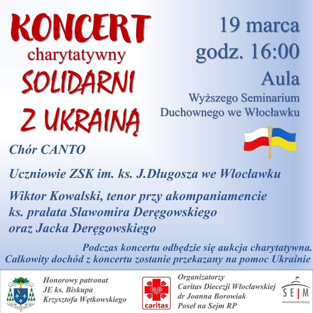 Koncert charytatywny „Solidarni z Ukrainą” we włocławskim WSD (zaproszenie)