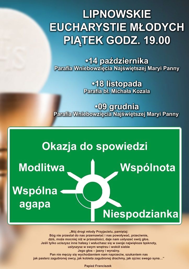 Lipnowskie Eucharystie Młodych (zaproszenie)