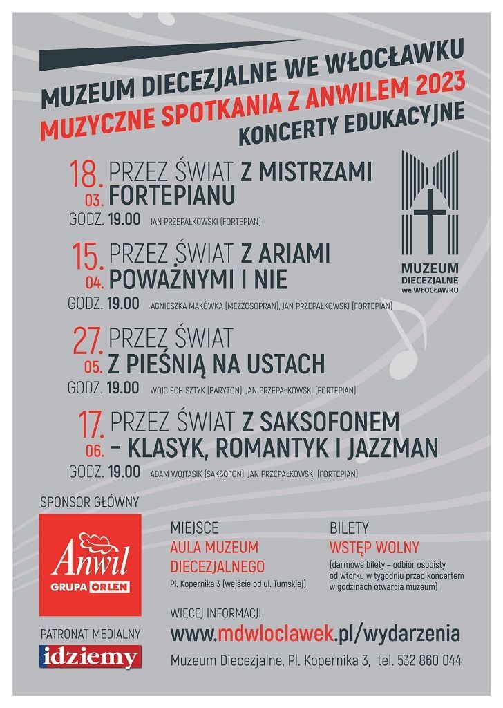 Cykl koncertów edukacyjnych w Muzeum Diecezjalnym (zaproszenie)