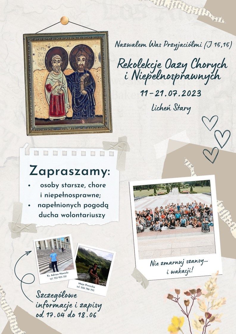 Rekolekcje Oazy Chorych i Niepełnosprawnych (zaproszenie)