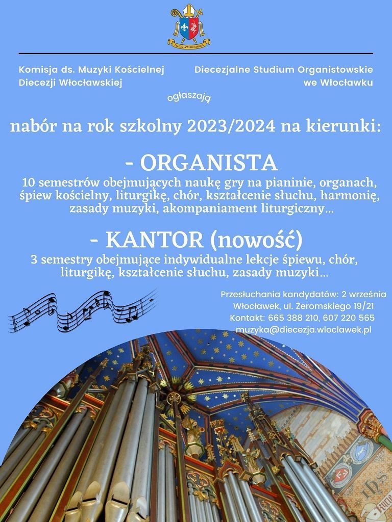 Włocławek: nabór do Diecezjalnego Studium Organistowskiego (zapowiedź i informacje)