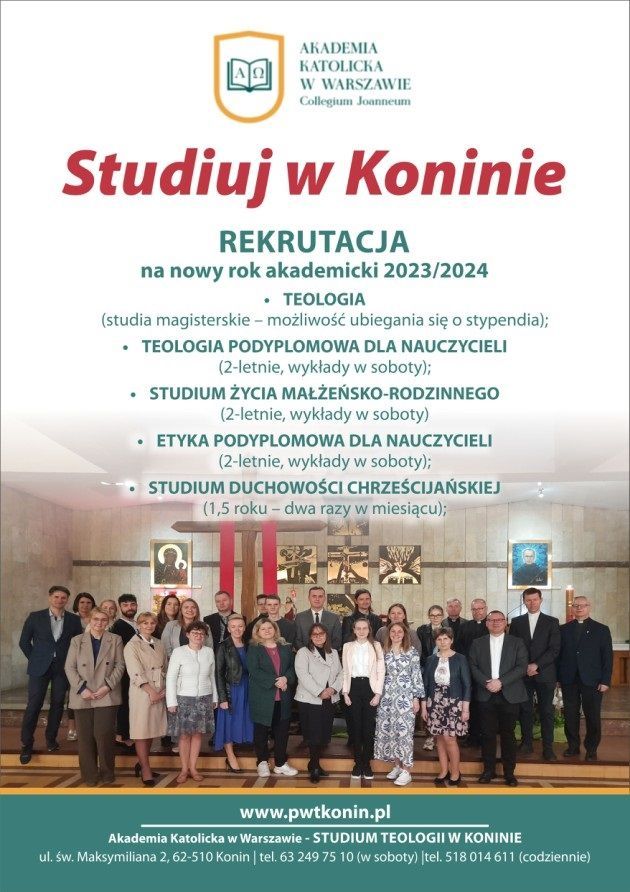 Rekrutacja na nowy rok akademicki do Studium Teologii w Koninie