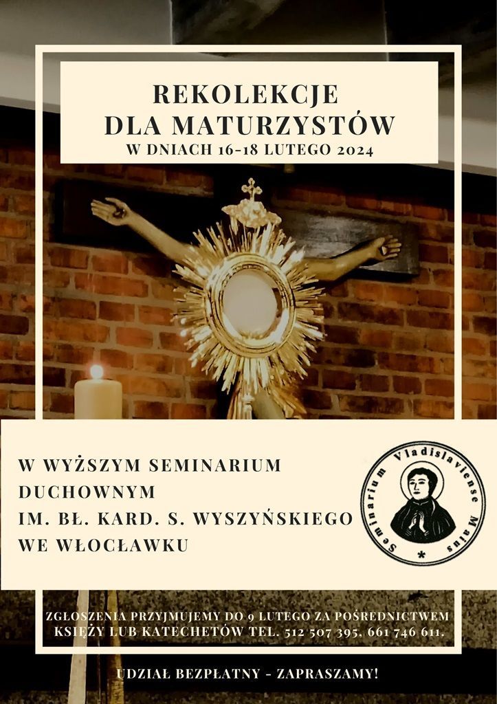 Rekolekcje dla maturzystów we włocławskim WSD (zaproszenie)
