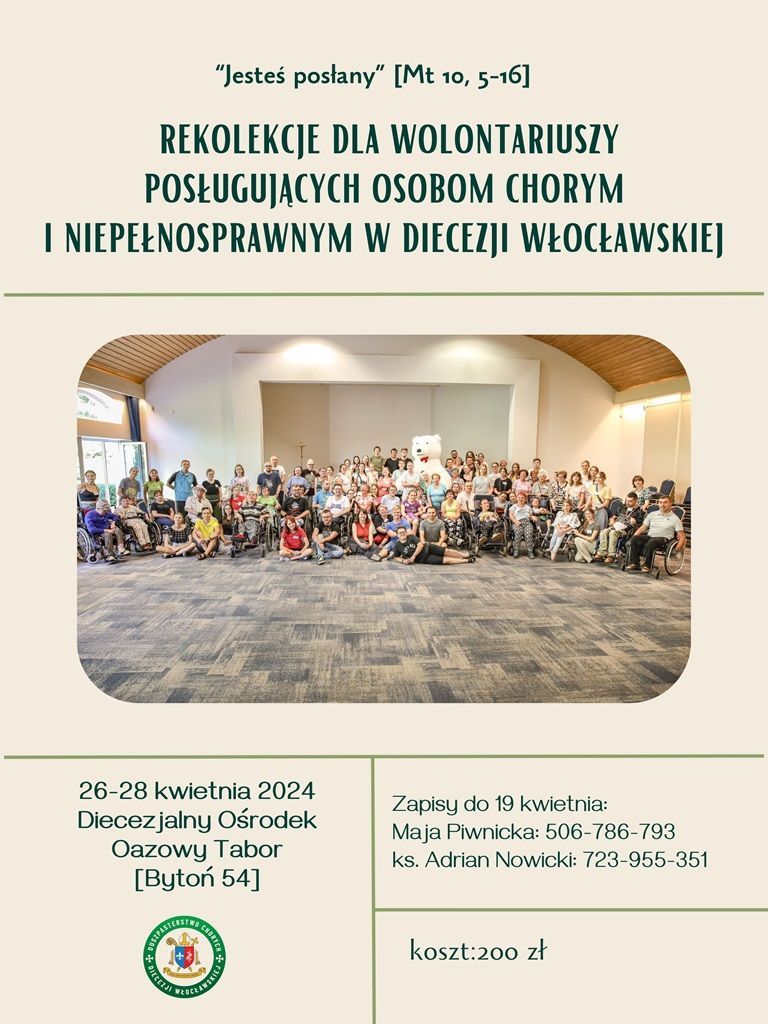 Rekolekcje dla wolontariuszy osób chorych i niepełnosprawnych (zaproszenie)