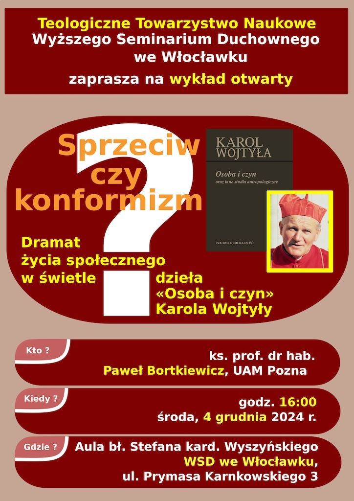 Włocławek, WSD: Wykład otwarty "Sprzeciw czy konformizm" (zaproszenie)