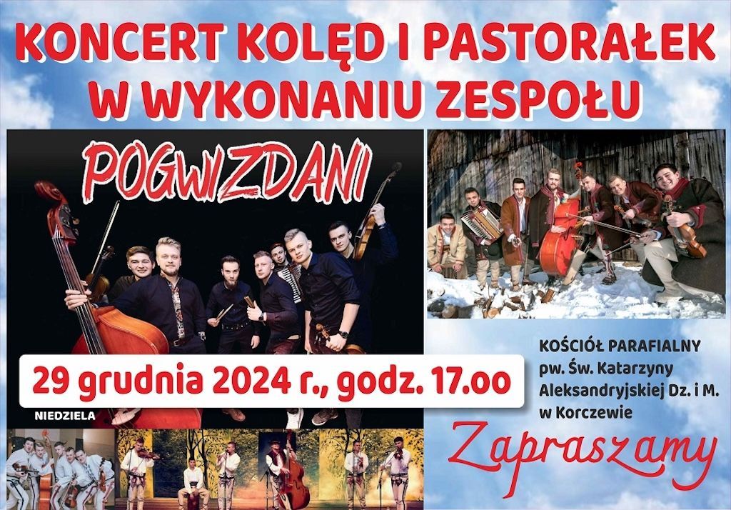Korczew: Koncert kolęd i pastorałek z zespołem "Pogwizdani" (zaproszenie)
