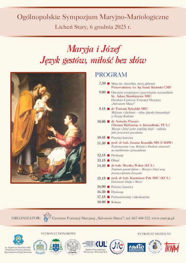 Licheń: Sympozjum "Maryja i Józef. Język gestów, miłość bez słów" (zaproszenie)