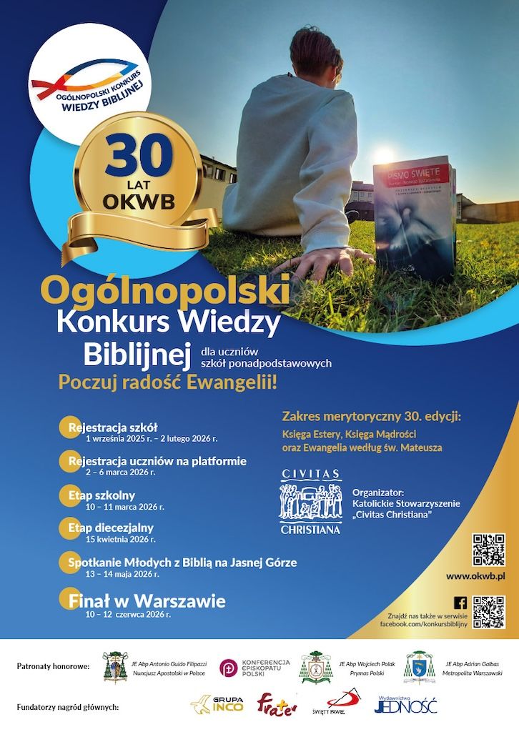 Już wkrótce koniec zapisów na jubileuszową edycję! – 30. Ogólnopolski Konkurs Wiedzy Biblijnej