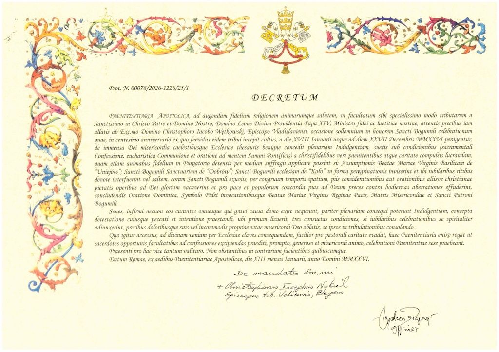 Penitencjaria Apostolska ogłasza odpusty na Rok Św. Bogumiła w diecezji włocławskiej