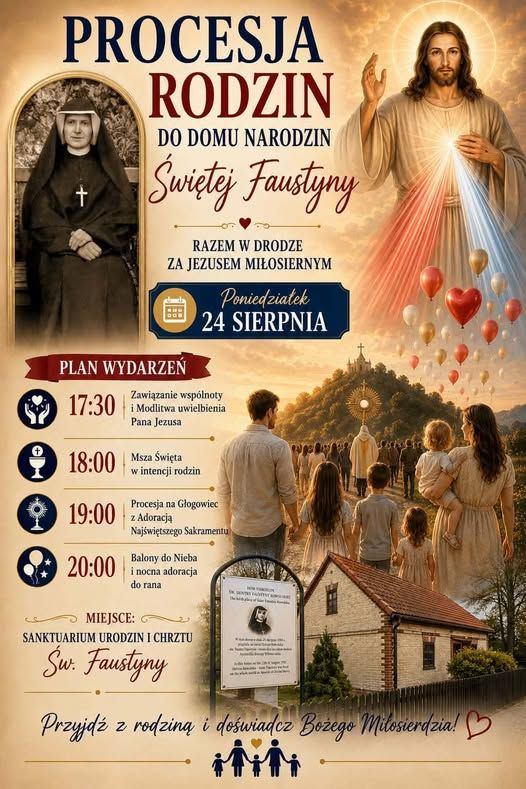 121. rocznica urodzin i chrztu św. Siostry Faustyny (zaproszenie)