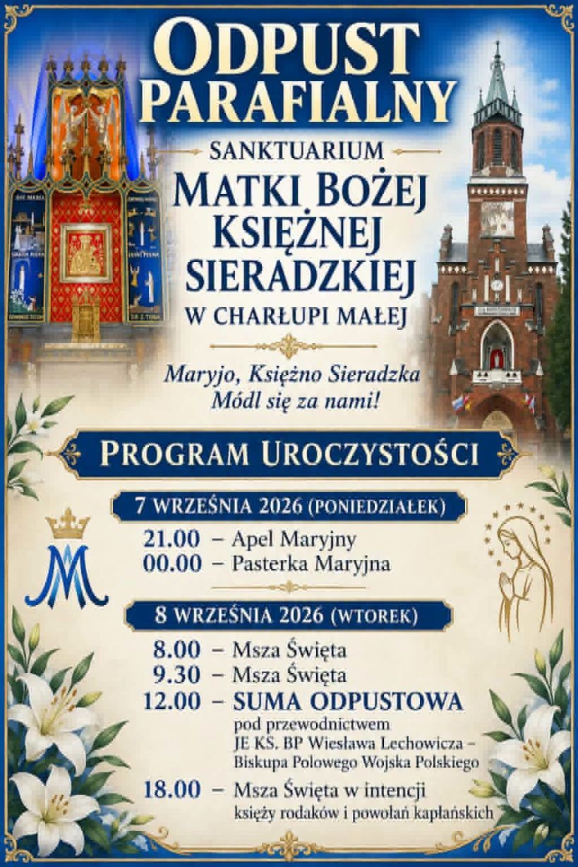 Uroczystości odpustowe w charłupskim sanktuarium (zaproszenie)