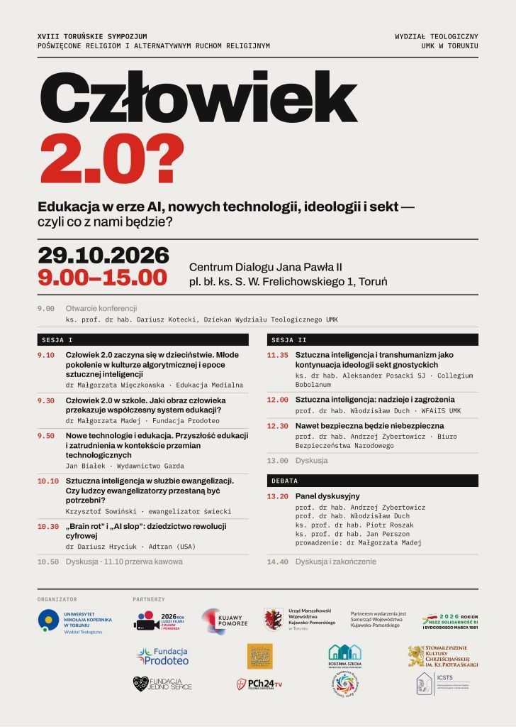 XVIII Toruńskie Sympozjum poświęcone religiom i alternatywnym ruchom religijnym (zaproszenie)